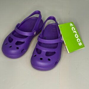 Crocs Neon Purple Shayna Dahlia Slingback Sandals Girls Shoe Size 10 Child 11372